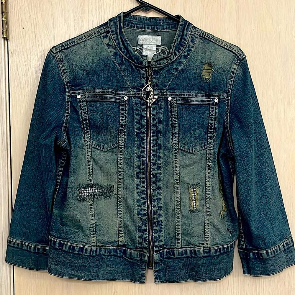 BABY PHAT ‘90 Rhinestones Embellished Denim Women Cropped Jacket